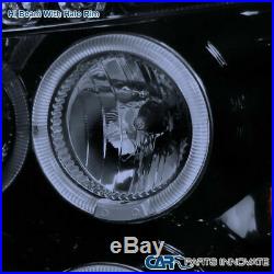 Glossy Black Chevy 07-14 Silverado 1500 2500 3500 LED Halo Projector Headlights