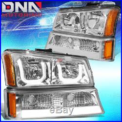 HALO 03-07 SILVERADO/AVALANCHE CHROME AMBER HEADLIGHT WithLED DRL+TURN SIGNAL