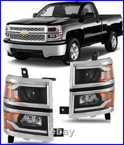 Headlight For 2014-2015 Chevy Silverado 1500 Projector Turn Signal LED DRL Lamps