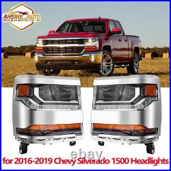 Headlight For 2016-2019 Chevy Silverado 1500 HID/Xenon LED Projector Turn Signal