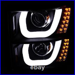 Headlights Black Projector U DRL LED Turn Signals 14-15 Chevy Silverado 1500
