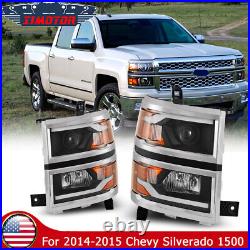 Headlights For 2014 2015 Chevy Silverado 1500 Dynamic Turn Signal LED DRL Pair