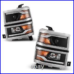 Headlights For 2014 2015 Chevy Silverado 1500 Dynamic Turn Signal LED DRL Pair