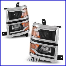 Headlights For 2014 2015 Chevy Silverado 1500 Dynamic Turn Signal LED DRL Pair