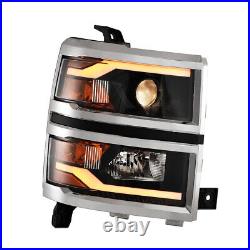 Headlights For 2014 2015 Chevy Silverado 1500 Dynamic Turn Signal LED DRL Pair