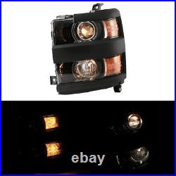 Headlights For 2015-2019 Chevy Silverado 2500 3500 HD Projector Black Lamp Pair