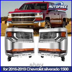 Headlights For 2016-2019 Chevy Silverado 1500 LED DRL Headlamps Projectors L&R