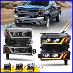 Headlights For 2019 2020 2021 Chevy Silverado 1500 Sequential Turn Signal