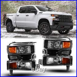Headlights For 2019-2022 Chevy Silverado 1500 withHalogen Turn Signal Headlamps