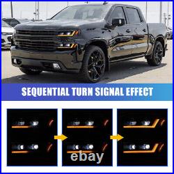 Headlights For 2019-22 Chevy Silverado 1500 withHalogen Sequential Turn Signal L&R