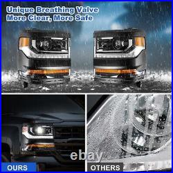 Headlights LED DRL for 2016-2019 Chevy Silverado 1500 Projector Front HeadLamps