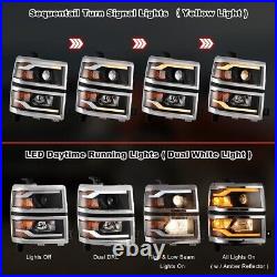 Headlights for 2014-2015 Chevy Silverado 1500 Sequential Turn Signal LED DRL