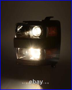 Headlights for 2015-2019 Chevy Silverado 2500HD 3500HD Projector Black Clear