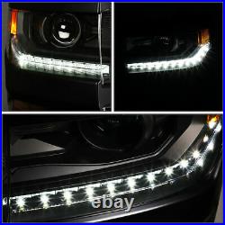 Headlights for 2016 2017 2018 Chevy Silverado 1500 Projector LED DRL Black Trim
