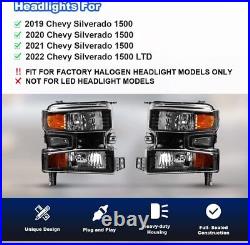 Headlights for 2019 2020 2021 2022 Chevy Silverado 1500 LTD Halogen Turn Signals
