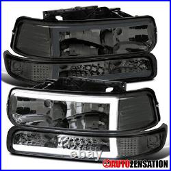 LED Bar Headlights+Bumper Signal Fit 99-02 Chevy Silverado 00-06 Suburban Smoke