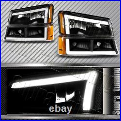 LED DRL Black Amber Head+Bumper Lights For 2007-2014 Chevy Silverado (4PCS)