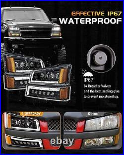 LED DRL Headlights Turn Signal Marker Lamp For 2003-06 Chevy Silverado Avalanche