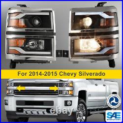 LED DRL Headlights for 2014-2015 Chevy Silverado 1500 Sequential Signal Turn