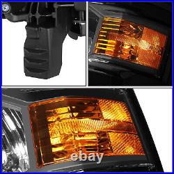 LED DRL Turn Signal Headlight Lamp for Chevy Silverado 14-15 Black Amber Pair