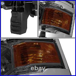 LED DRL Turn Signal Headlight Lamp for Chevy Silverado 14-15 Smoked Amber Pair