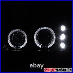 LED Halo Projector Headlights Fit 02-06 Avalanche 03-07 Silverado Black/Smoke
