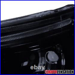 LED Halo Projector Headlights Fit 2007-2014 Chevy Silverado Black Smoke 07-14