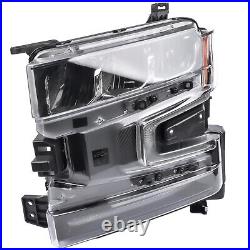 LED Headlight withHalogen Turn Signal Black LH Side for 19-21 Chevy Silverado 1500
