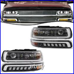 LED Headlights Assembly withDRL Turn Signal For 99-02 Chevy Silverado 00-06 Tahoe