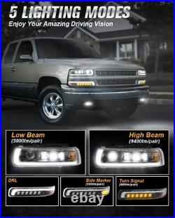 LED Headlights Assembly withDRL Turn Signal For 99-02 Chevy Silverado 00-06 Tahoe