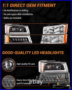 LED Headlights Bumper DRL Turn Signal Lamps For Chevy Silverado 1500 2500 03-06
