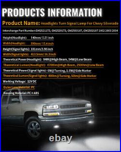 LED Headlights + Bumper Signal Lamps For 99-02 Chevy Silverado 00-06 Suburban