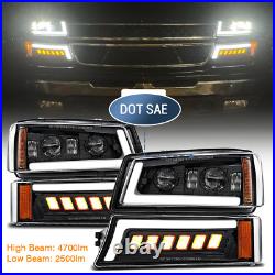 LED Headlights Bumper Turn Signal Marker Lamp DOT For Chevy Silverado 2003-2007