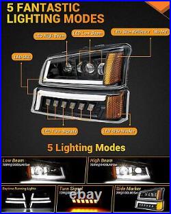 LED Headlights Bumper Turn Signal Marker Lamp DOT For Chevy Silverado 2003-2007