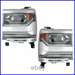 LED Headlights DRL Sequential Turn Signal For 16-19 Chevy Silverado 1500 Pair