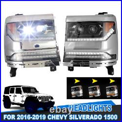 LED Headlights For 16-19 Chevy Silverado 1500 Front Lamp Sequential Turn Signal