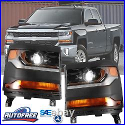 LED Headlights For 16-19 Chevy Silverado 1500 HID Turn Signal DRL Projector lamp