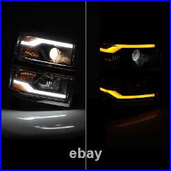 LED Headlights For 2014 2015 Chevy Silverado 1500 Sequential Turn Signal DRL