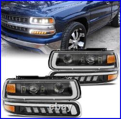 LED Headlights Turn Signal Hi/Low Beam For 1999 2000 2001 2002 Chevy Silverado