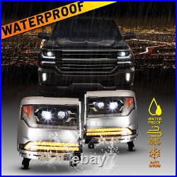 LED Headlights for 2016-2019 Chevy Silverado 1500 Sequential Turn Signal Chrome