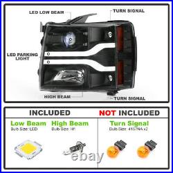LED Low Beam 2007-2013 Chevy Silveradao 1500 2500 3500 Projector Headlights