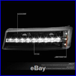 LED Running Strip Turn Signal Bumper Light Black/Clear For 03-07 Chevy Silverado