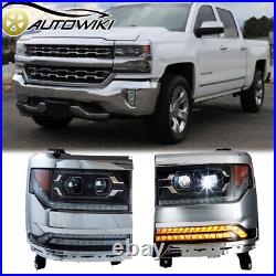 LED Sequential Headlights For 2016-2019 Chevy Silverado 1500 Turn Signal Lamps