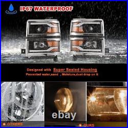 LED Sequential Turn Signal Headlights for 14-15 Chevy Silverado 1500 DRL Pair