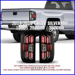 LED Tail Lights Clear Lamps For 2014-2018 Chevy Silverado 1500 2500 HD 3500 HD