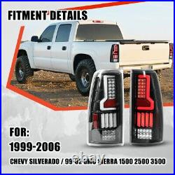 LED Tail Lights For 1999-2006 Chevy Silverado 1500 2500 3500 Clear Len Lamp Pair