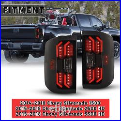 LED Tail Lights For 2014-2018 Chevy Silverado 1500/2500/3500HD Smoke Lamps PAIR