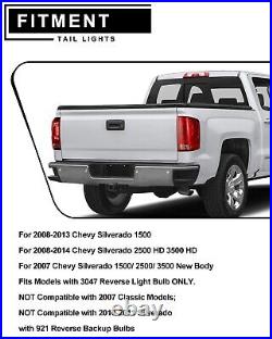 LED Tail Lights for 2007-2013 Chevy Silverado 1500 2500 3500 Turn Signal Lamps
