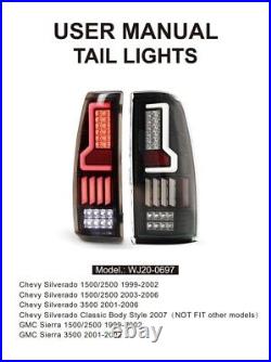 LED Tail lights For 99-06 Chevy Silverado 1500 99-02 GMC Sierra Brake Lamp Smoke