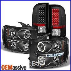 LED UpgradeFor 07-13 Chevy Silverado Halo Projector Headlights + Tail Lights